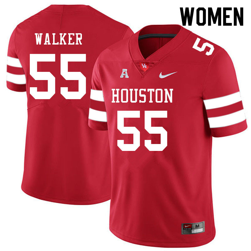 Women #55 Carson Walker Houston Cougars College Football Jerseys Sale-Red
